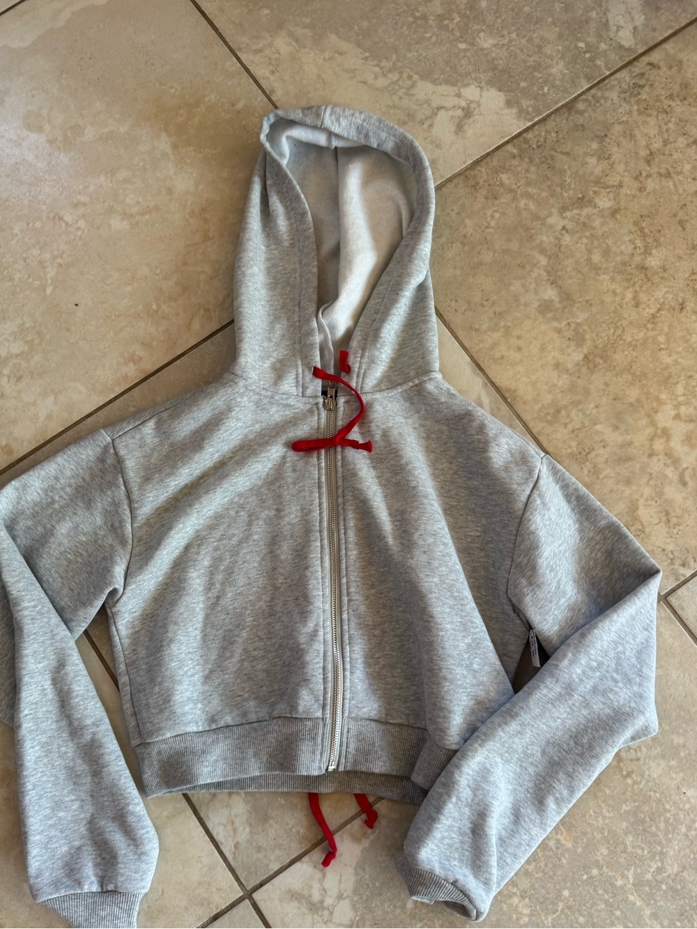AKIRA Cropped Zip Hoodie Red Lace-Up Back M